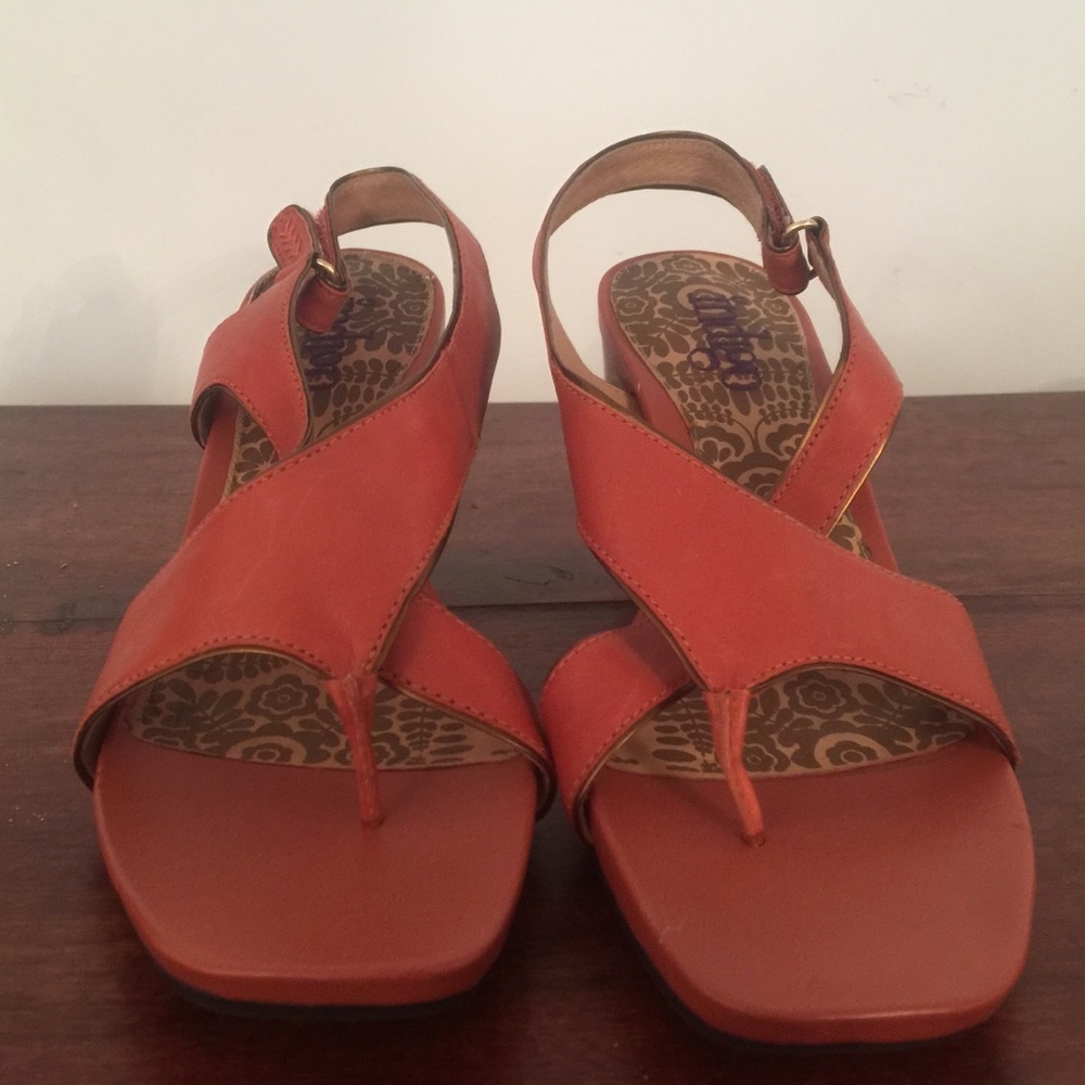NWOT Indigo Orange Leather Sandals